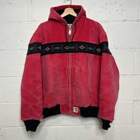 Vintage Carhartt Quilted Active Jacket “Red Aztec” J79 RED